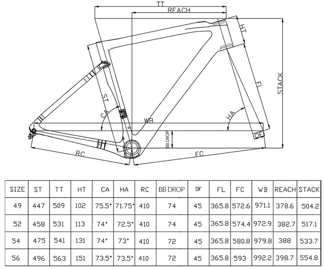 KORI 700C Disc Carbon Road Frameset DCRF115D Structure
