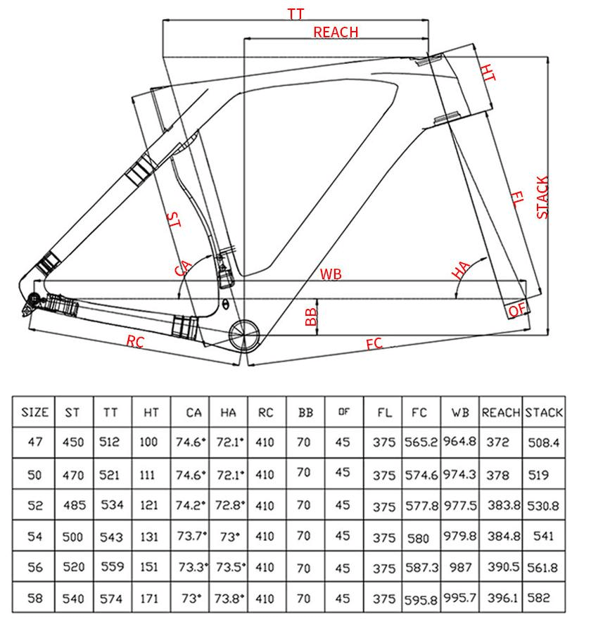 KORI 700C Disc Carbon Road Frameset DCRF145D Structure